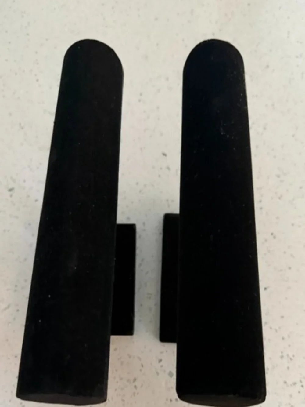 Set of two black velvet jewelry display bars